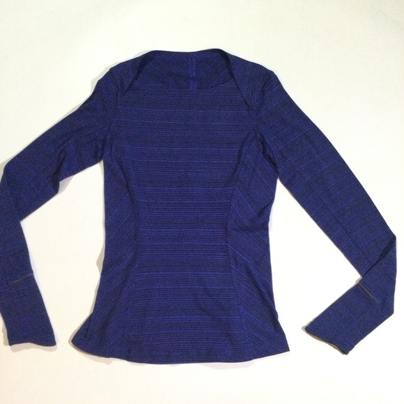 Lululemon Womens Size 4 Kanto Catch Me Long Sleeve Running Striped Top Blue - Picture 2 of 11